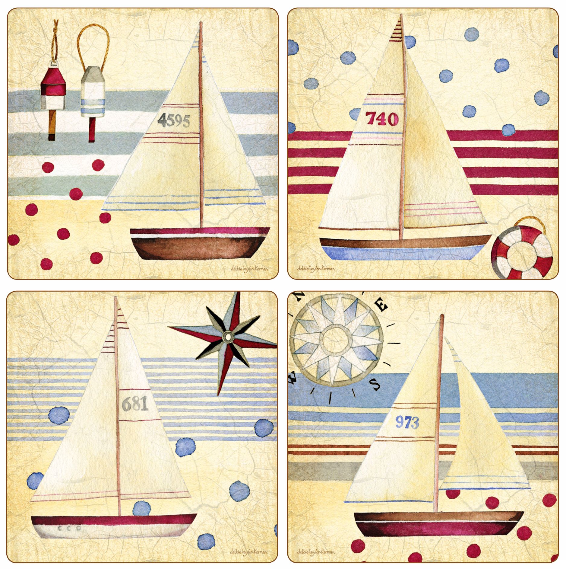 Hindostone Set of Four Nautical Stone Coasters