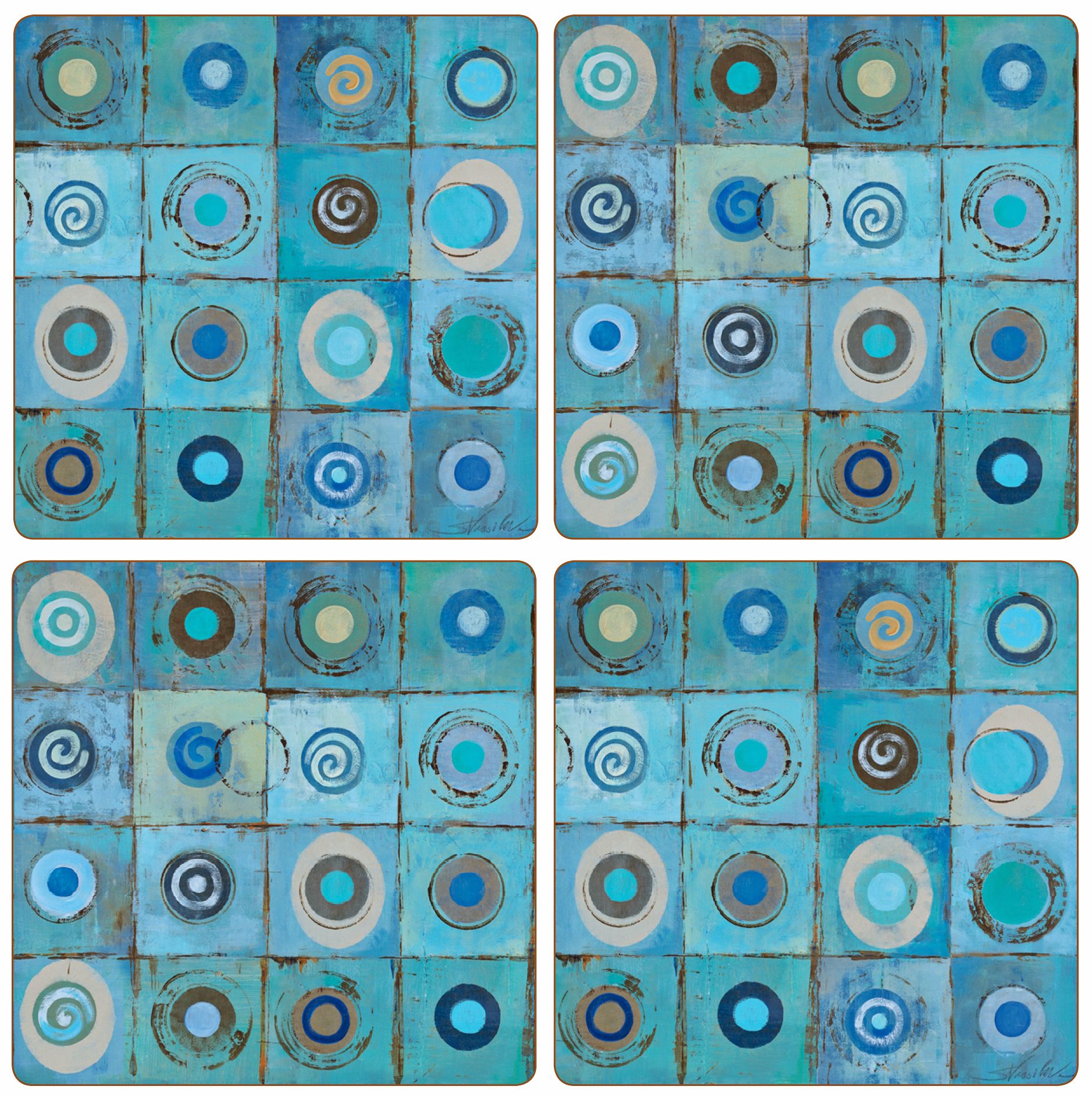 Hindostone Set of Four Underwater Mosaic Stone Coasters