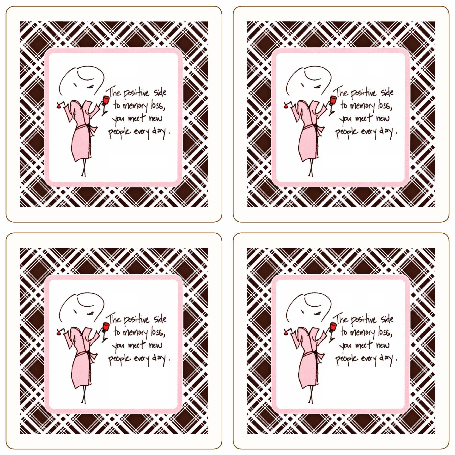 Hindostone Sassy Set of 4 Memory Loss Stone Coasters U7205