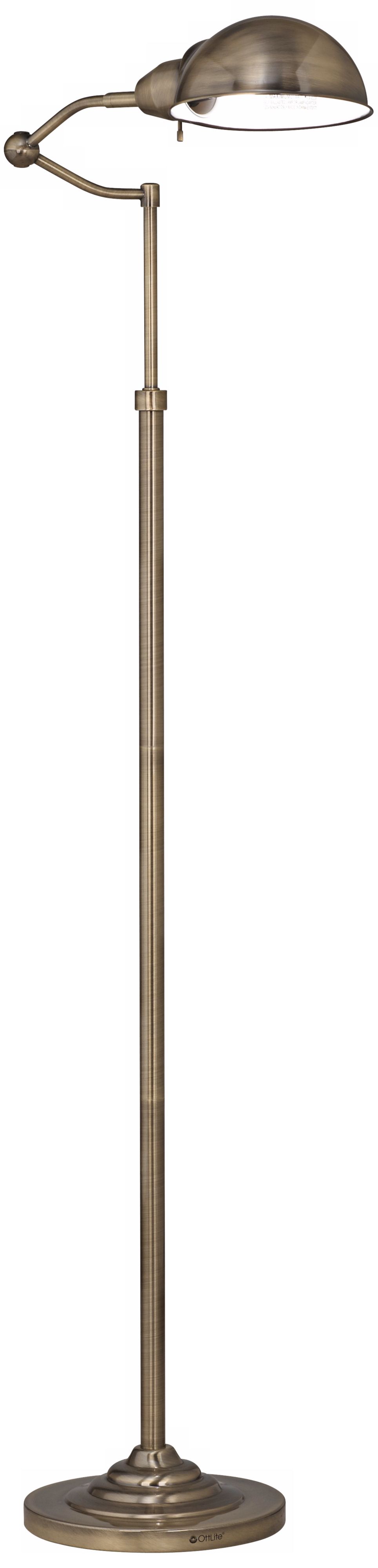 OTT-LITE Ashley Antique Brass Adjustable Floor Lamp