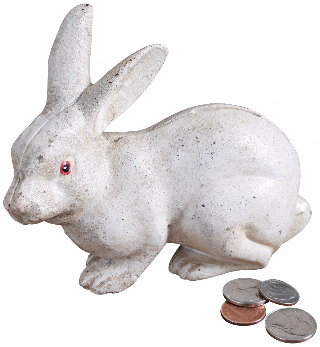 Cast Iron White Rudy the Rabbit Bank U7307