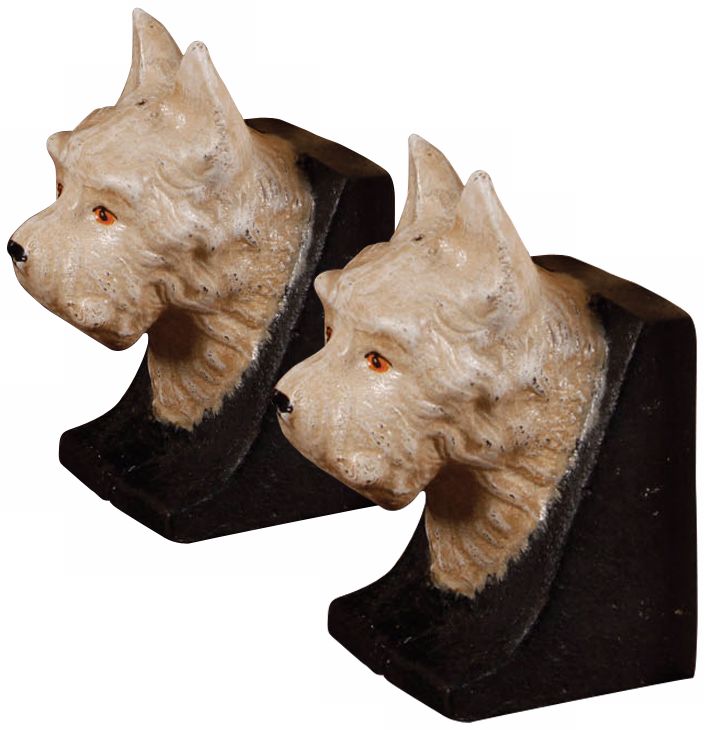 Set of 2 Cast Iron Cream Westie Dog Bookends