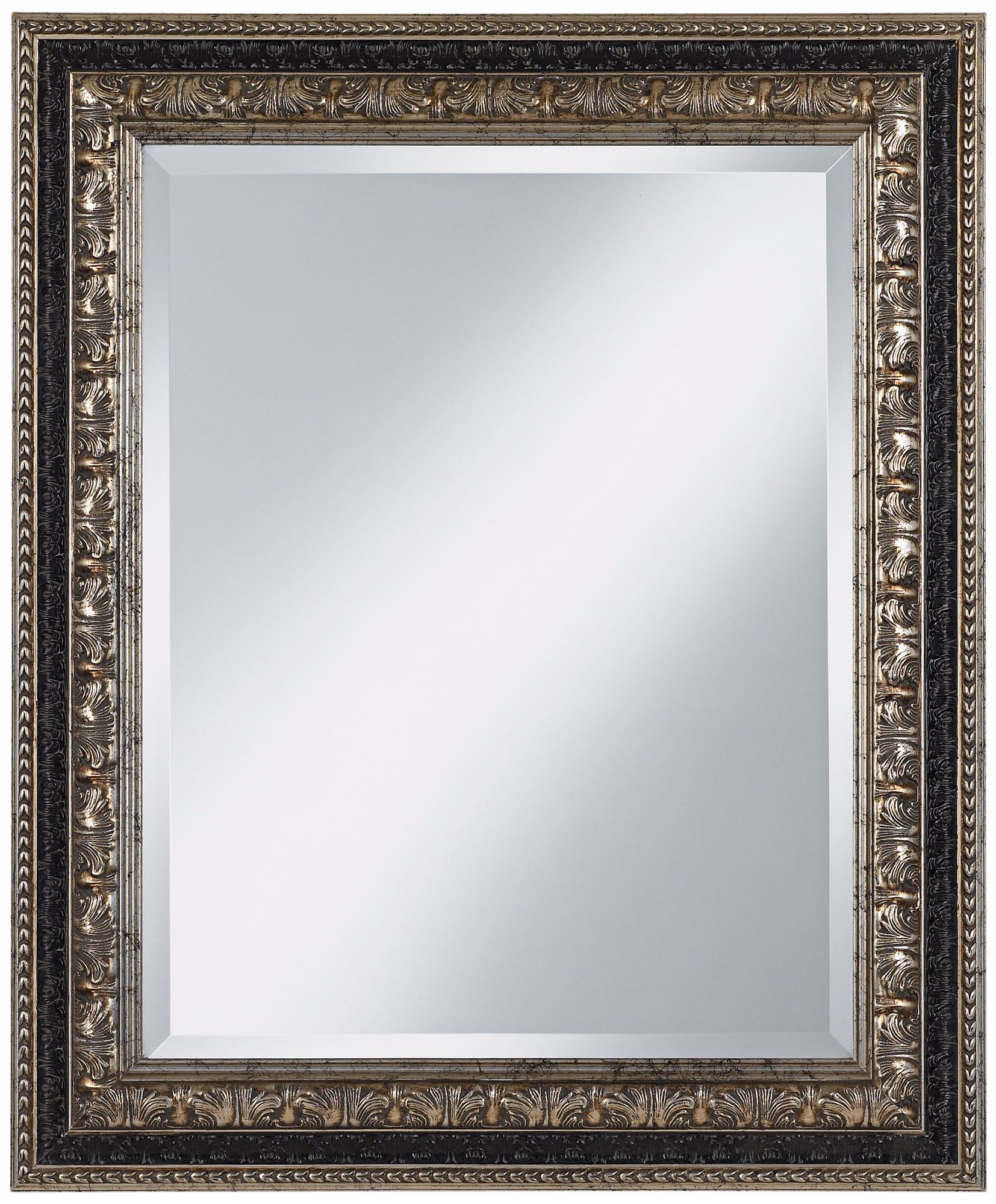 Ornate Antique Silver Wood Frame 36" High Wall Mirror