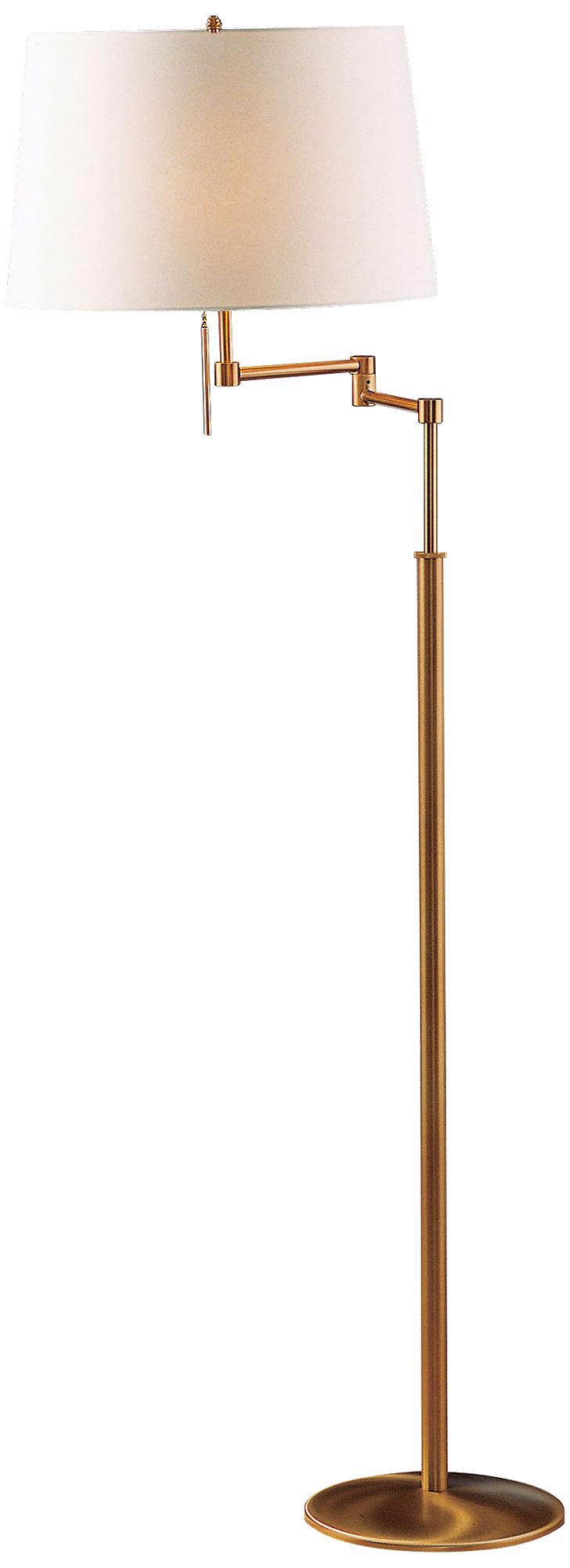 Antique Brass White Shade Swing Arm Holtkoetter Floor Lamp