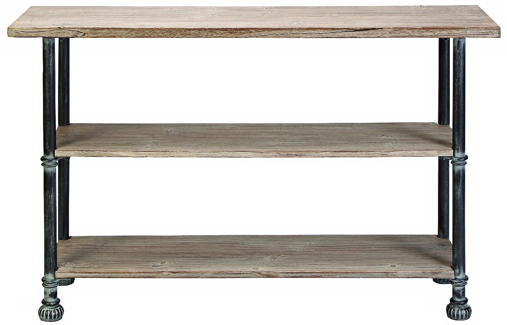 Antiqued Wood and Metal Console Table