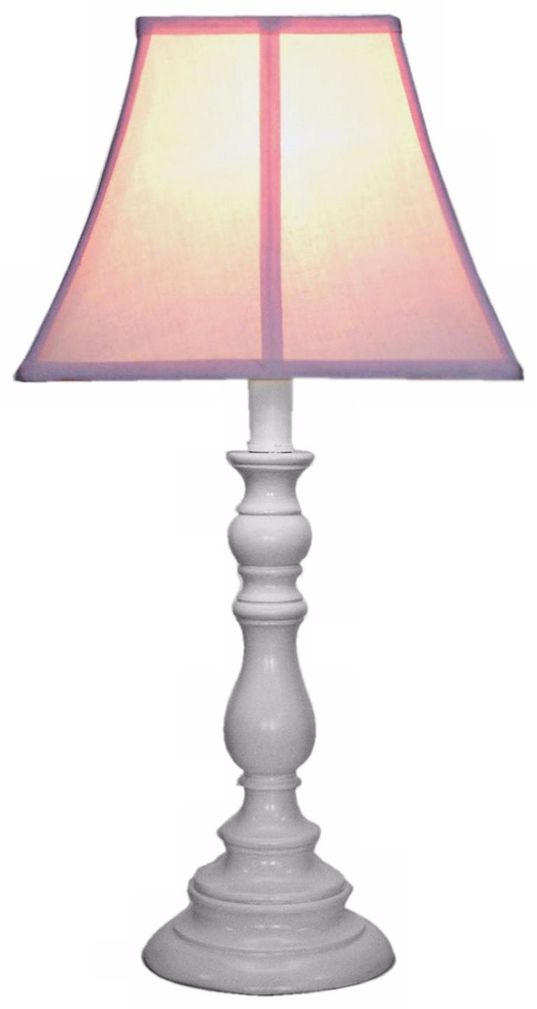 Pink Shade with White Candlestick Base Table Lamp