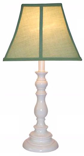 Sage Shade with White Candlestick Base Table Lamp