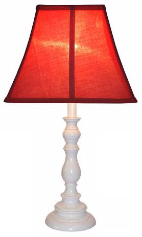 Red Shade with White Candlestick Base Table Lamp