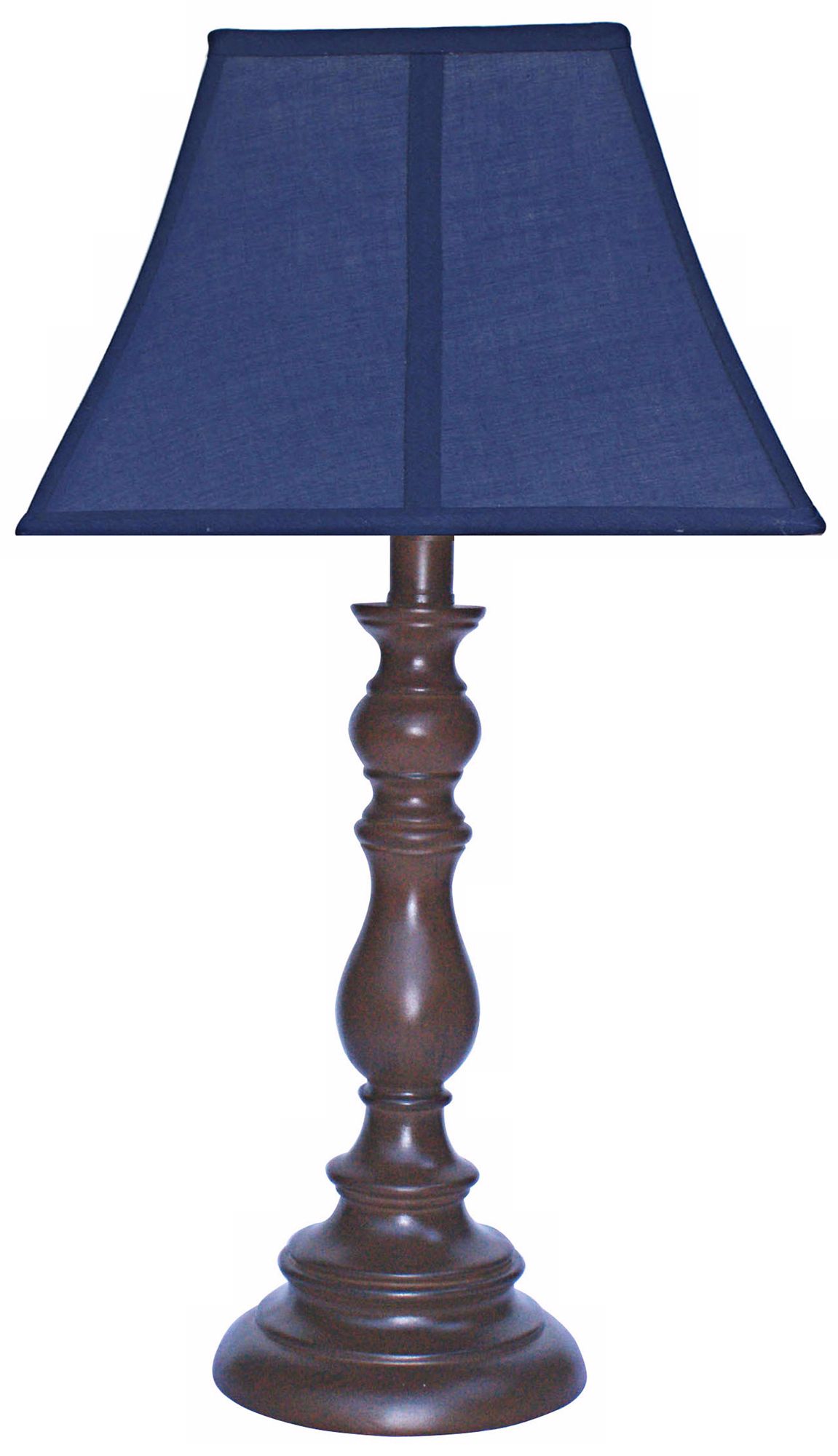 Navy Blue Shade with Brown Candlestick Base Table Lamp