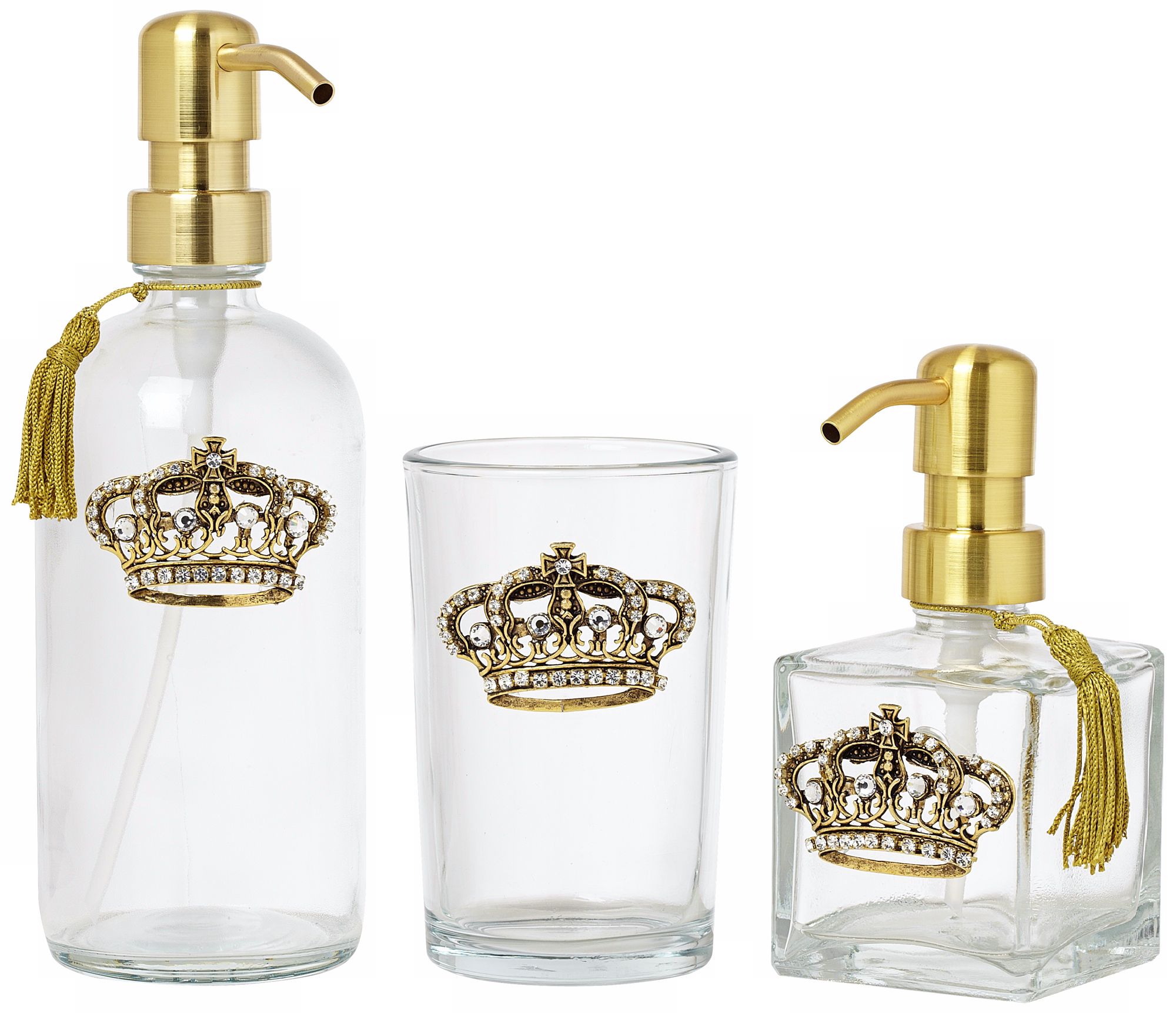 3-Piece Gold Crown Bathroom Accessory Set
