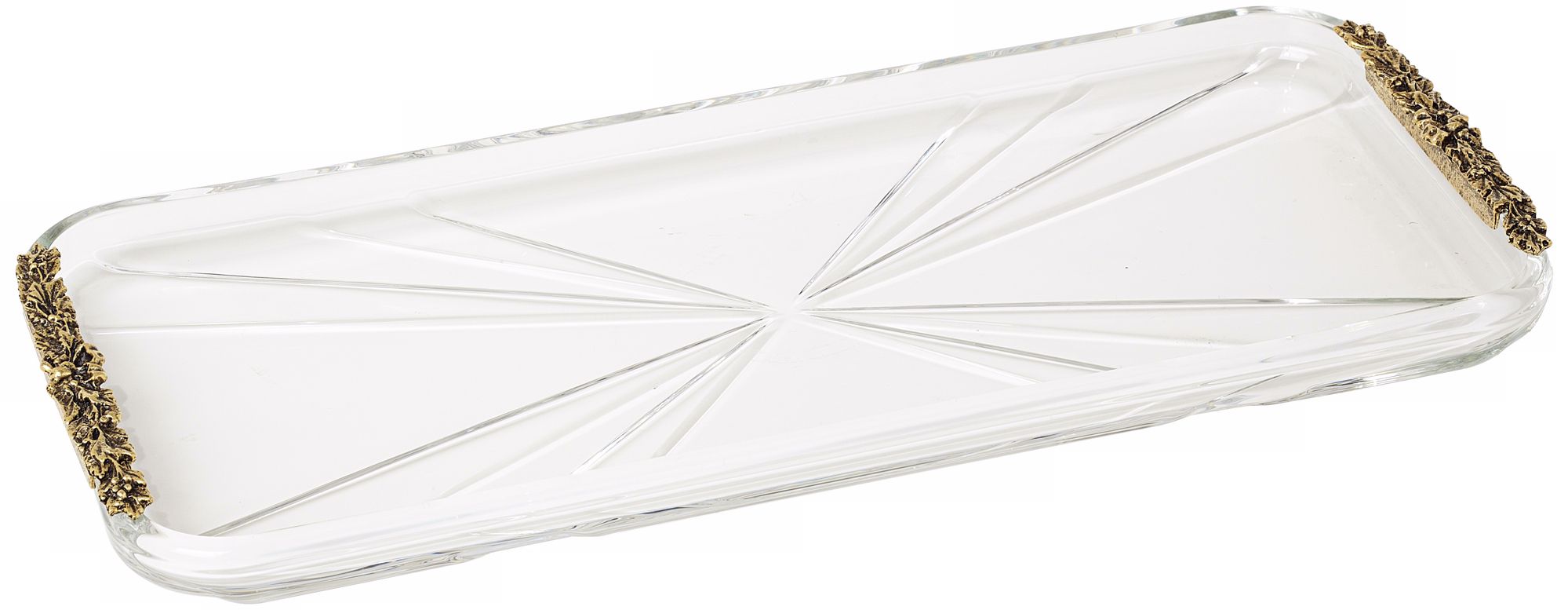 Gold Accent Genuine Crystal Vanity Tray