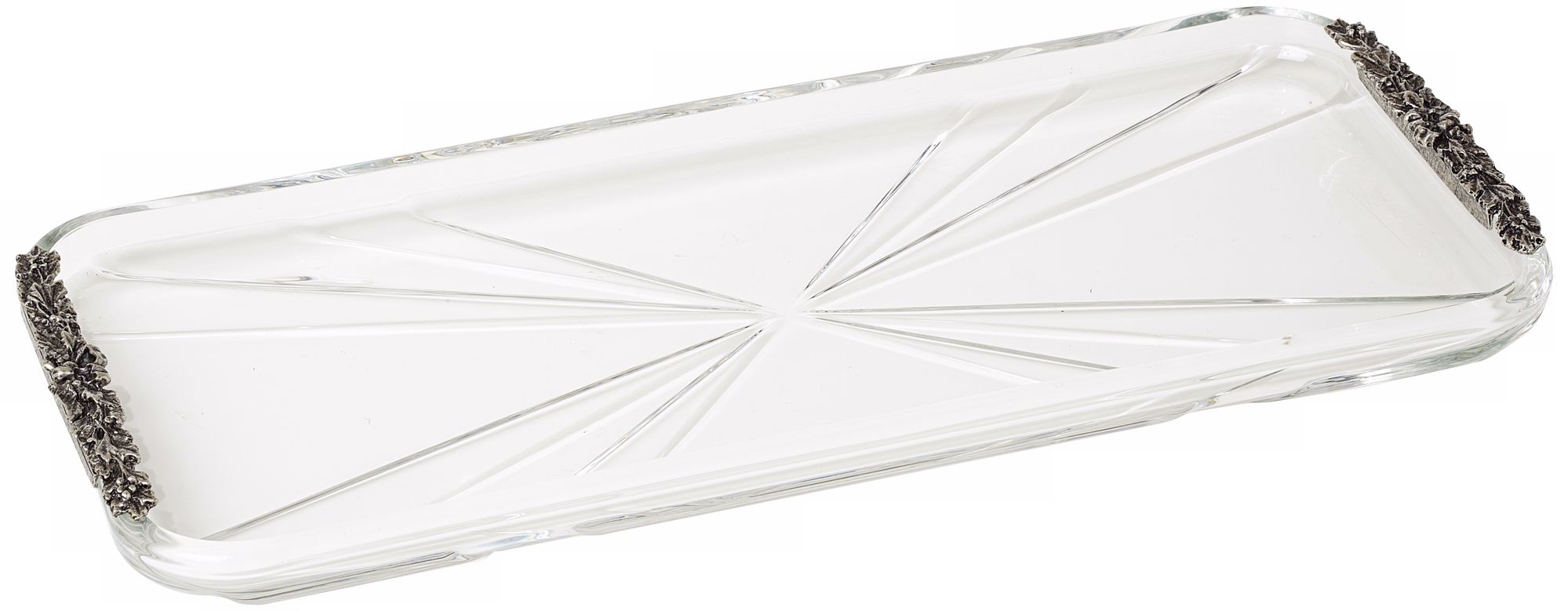 Silver Accent Genuine Crystal Vanity Tray