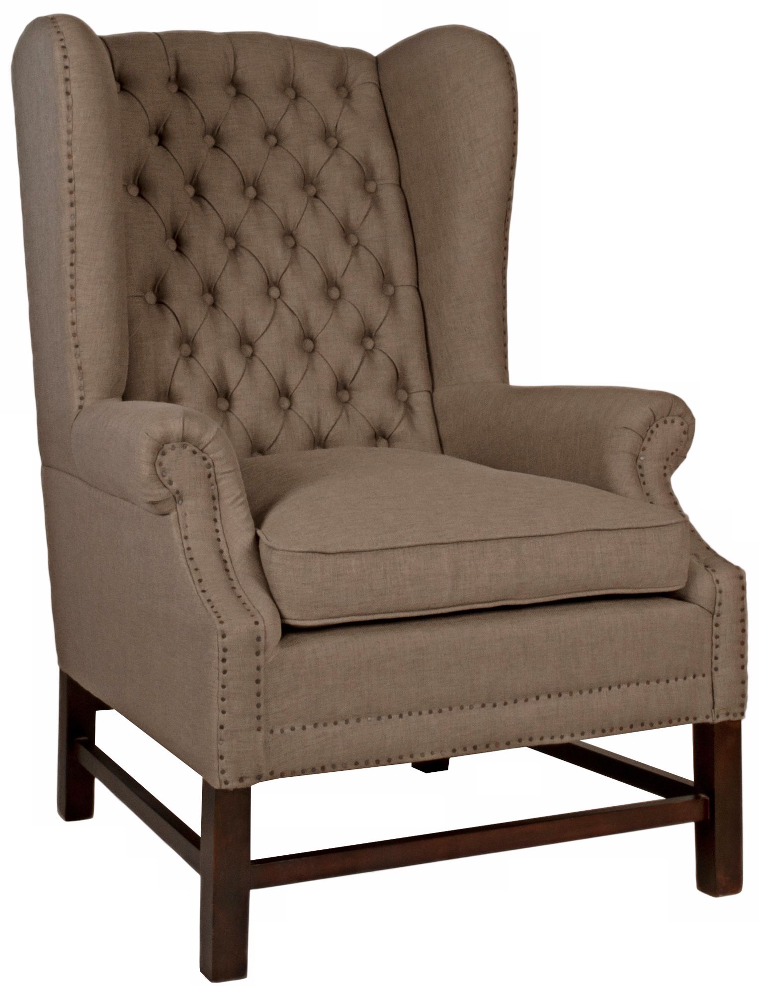 Haven Oak Fabric Button Tufted Club Chair