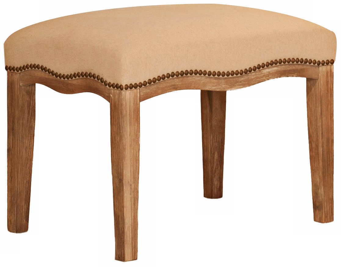 Hudson Solid Wood and Natural Fabric Dressing Stool