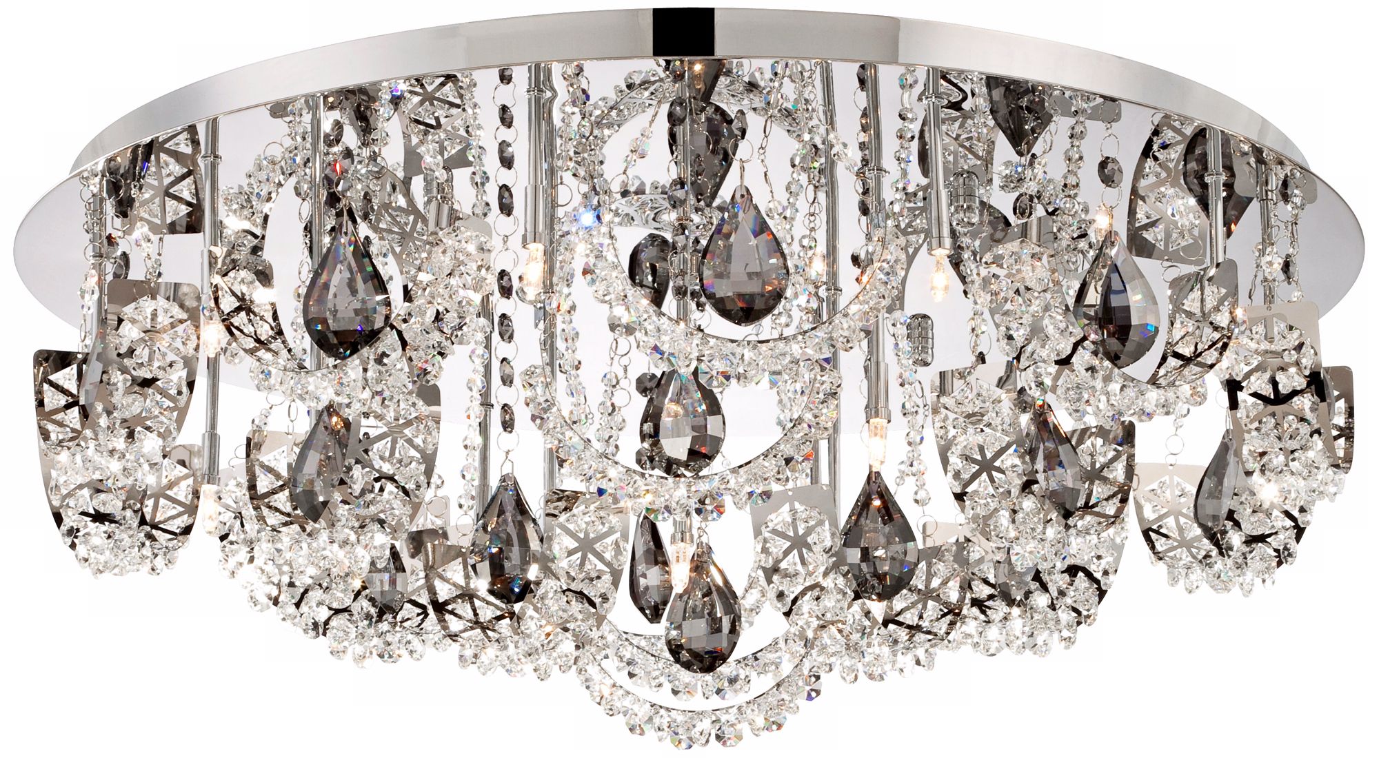 Crystal Half Rings 25" Wide Chrome Flushmount Ceiling Light