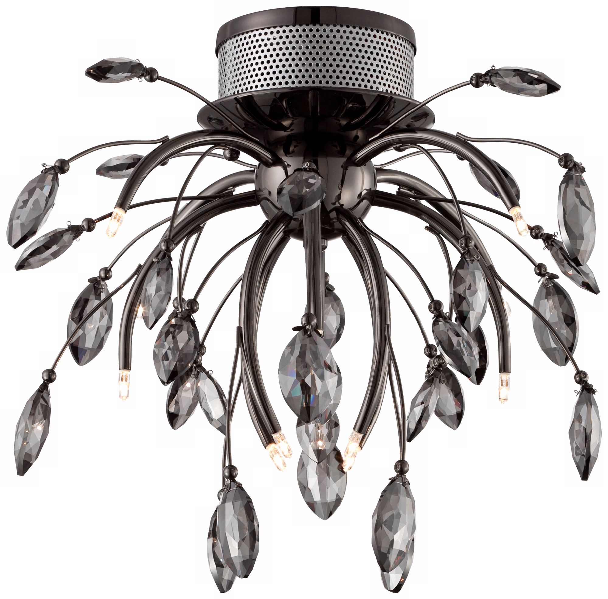 Crystal Leaf 24" Wide Chrome Flushmount Ceiling Light