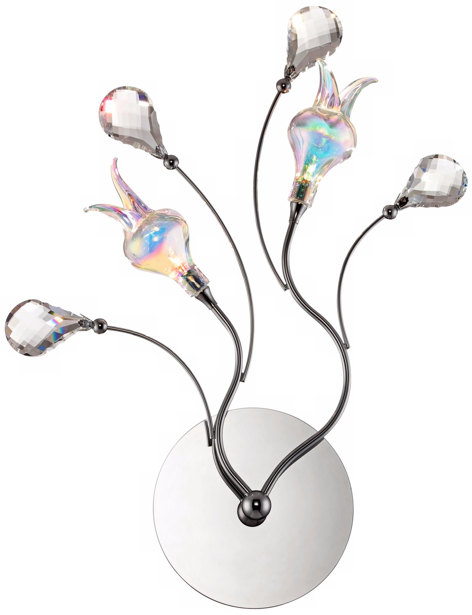 Flowers 18" High Chrome and Crystal Wall Sconce