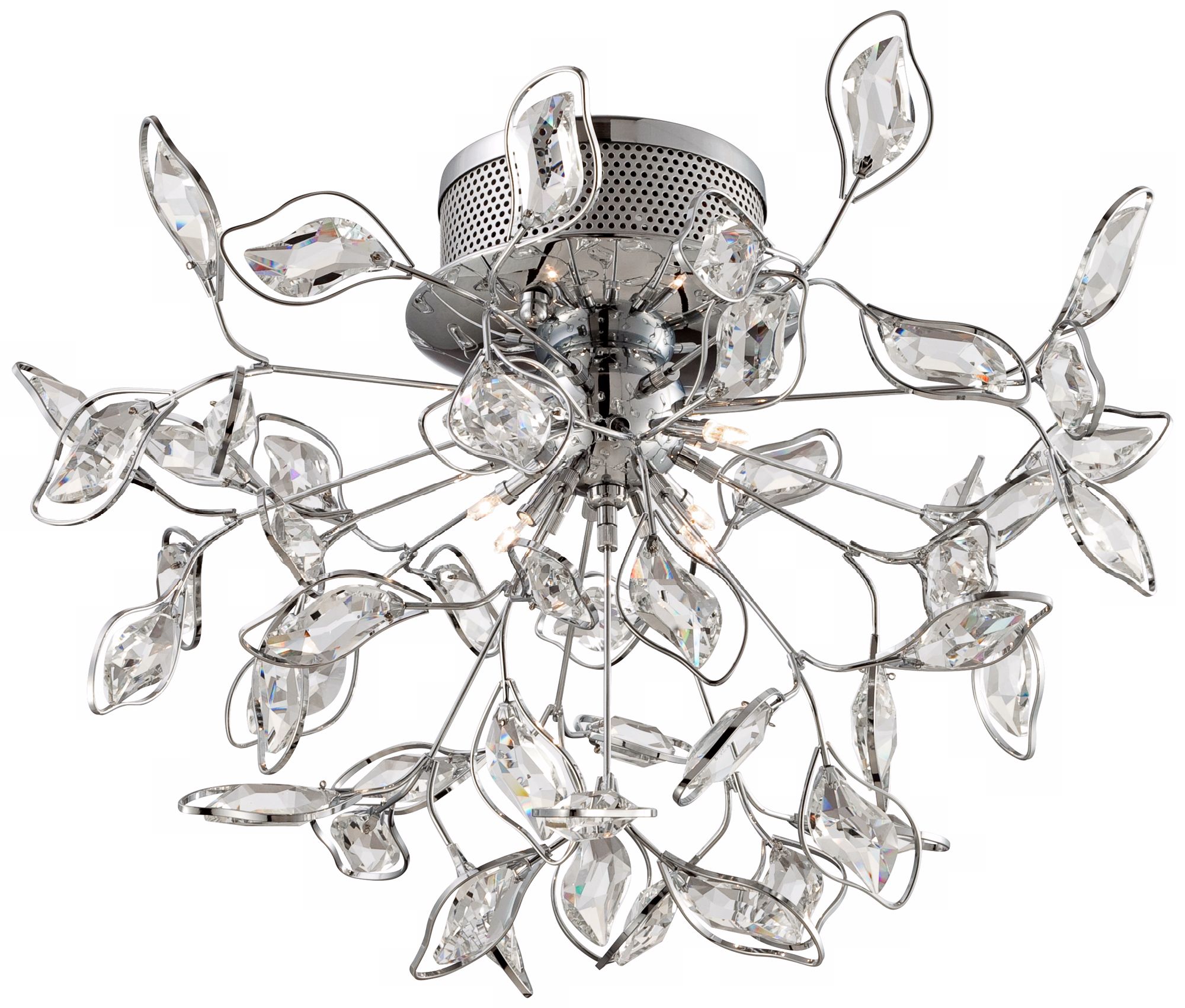 Framed Leaf 22" Wide Chrome Flushmount Ceiling Light