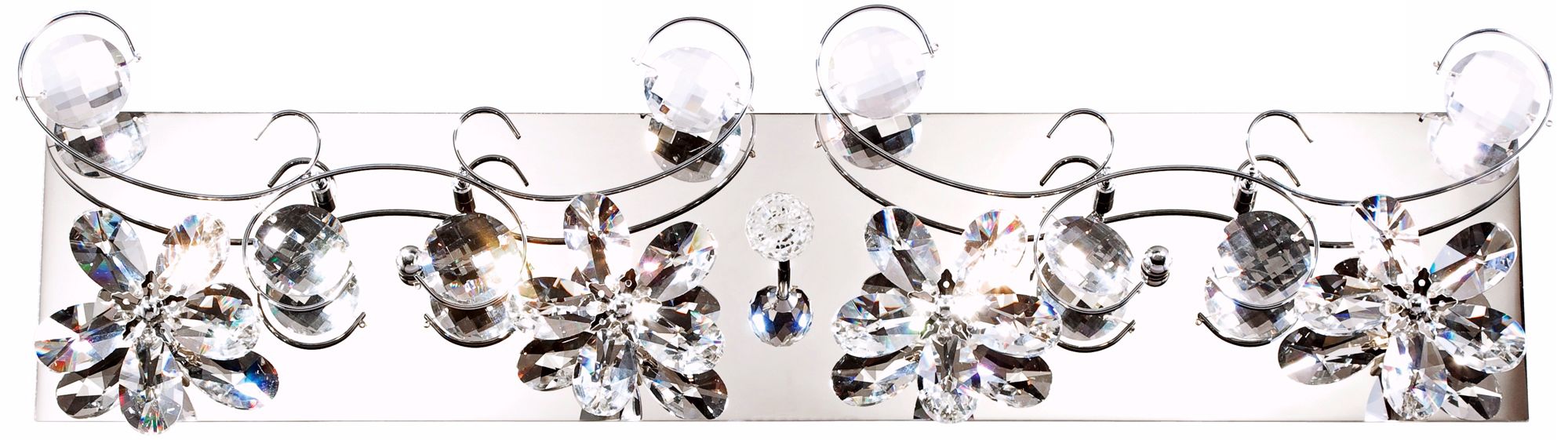 Flowers 27" Wide Chrome and Crystal Bathroom Light Fixture