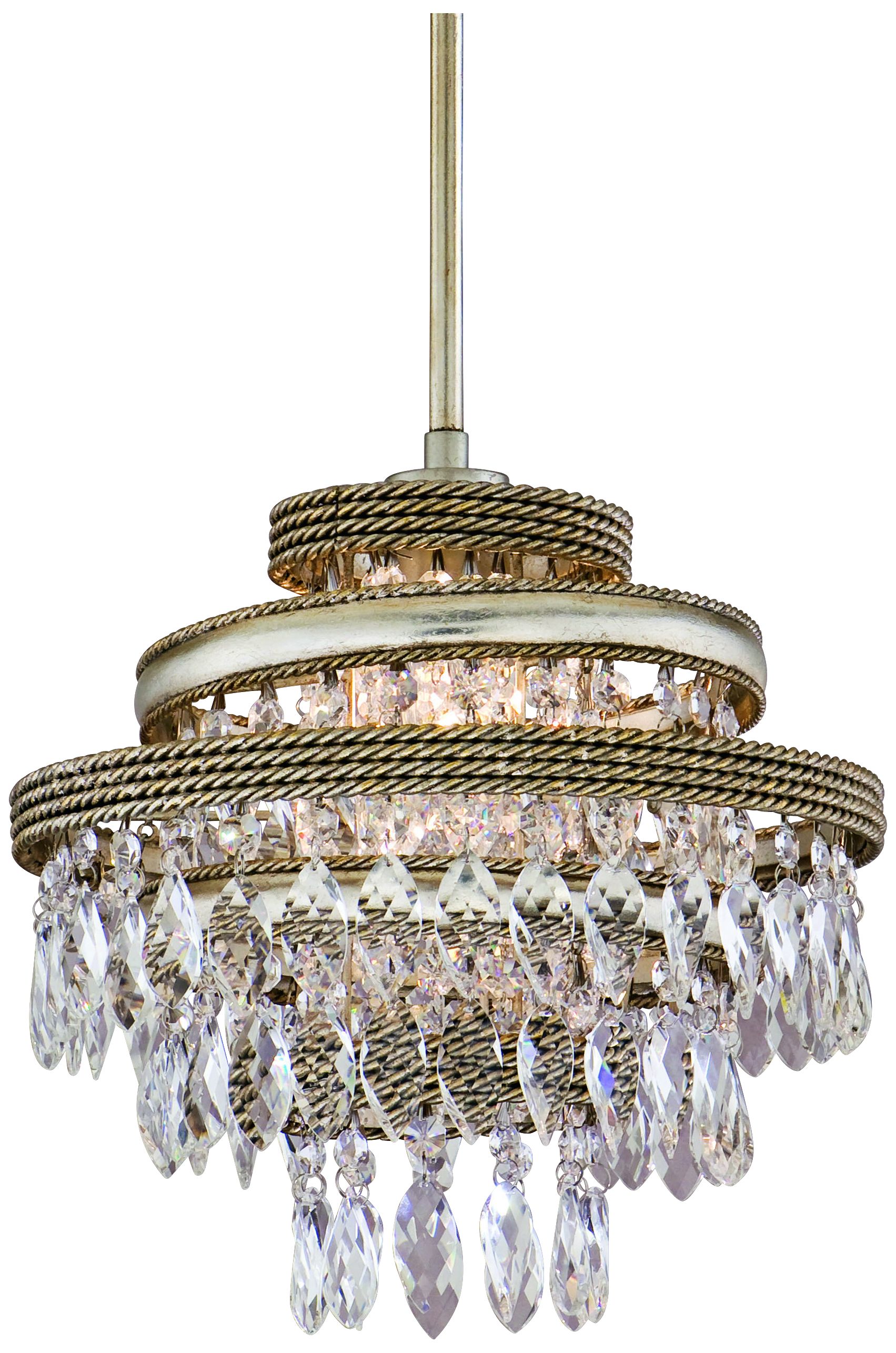 Diva Silver Gold and Crystal 12" Wide Corbett Pendant Light