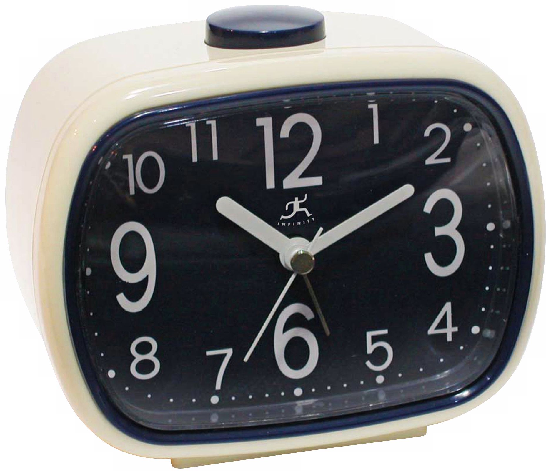 That 70s Cream and Blue 4 1/2" Wide Alarm Clock