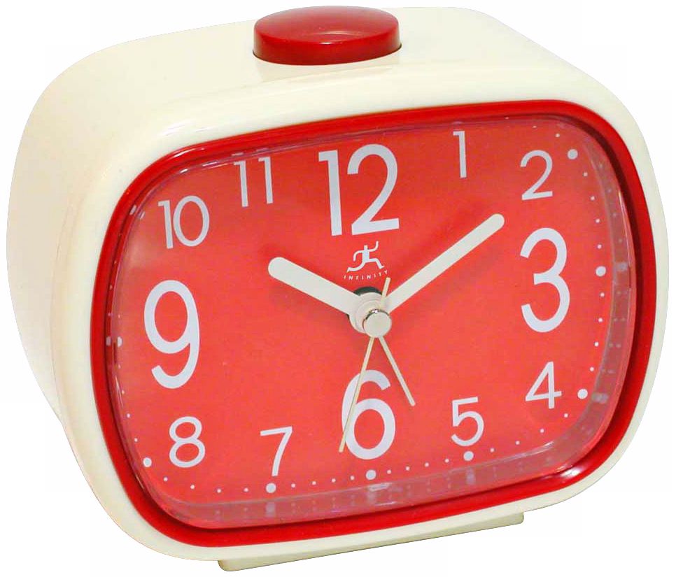 That 70s Cream and Red 4 1/2" Wide Alarm Clock