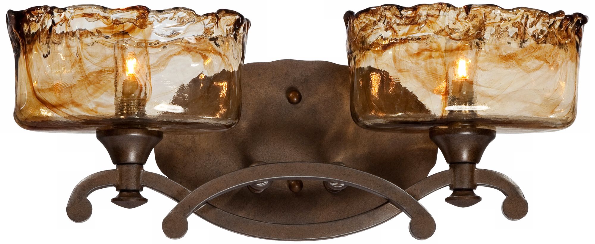 Bronze Art Glass 2-Light 17 3/4" Wide Bath Light Fixture