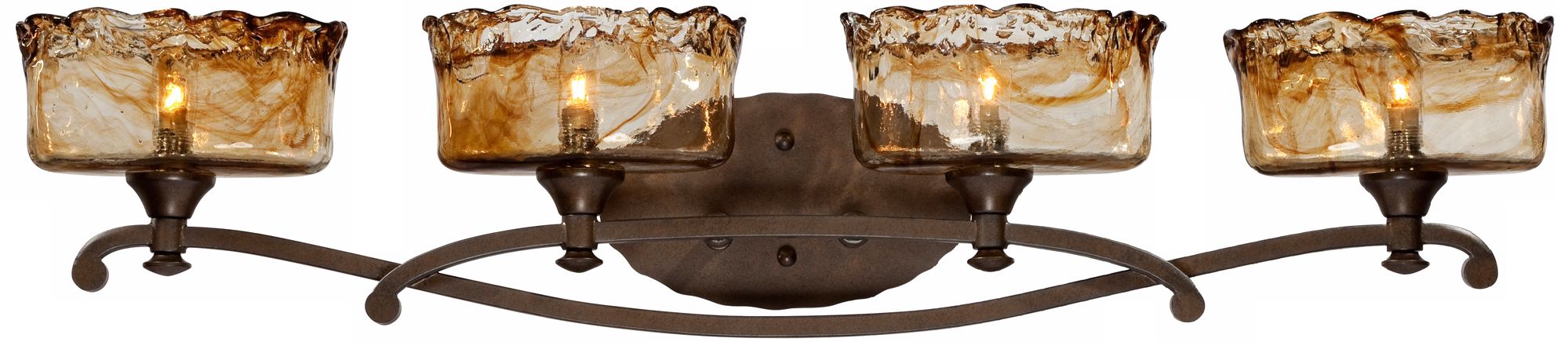 Bronze Art Glass 4-Light 36" Wide Bath Light Fixture