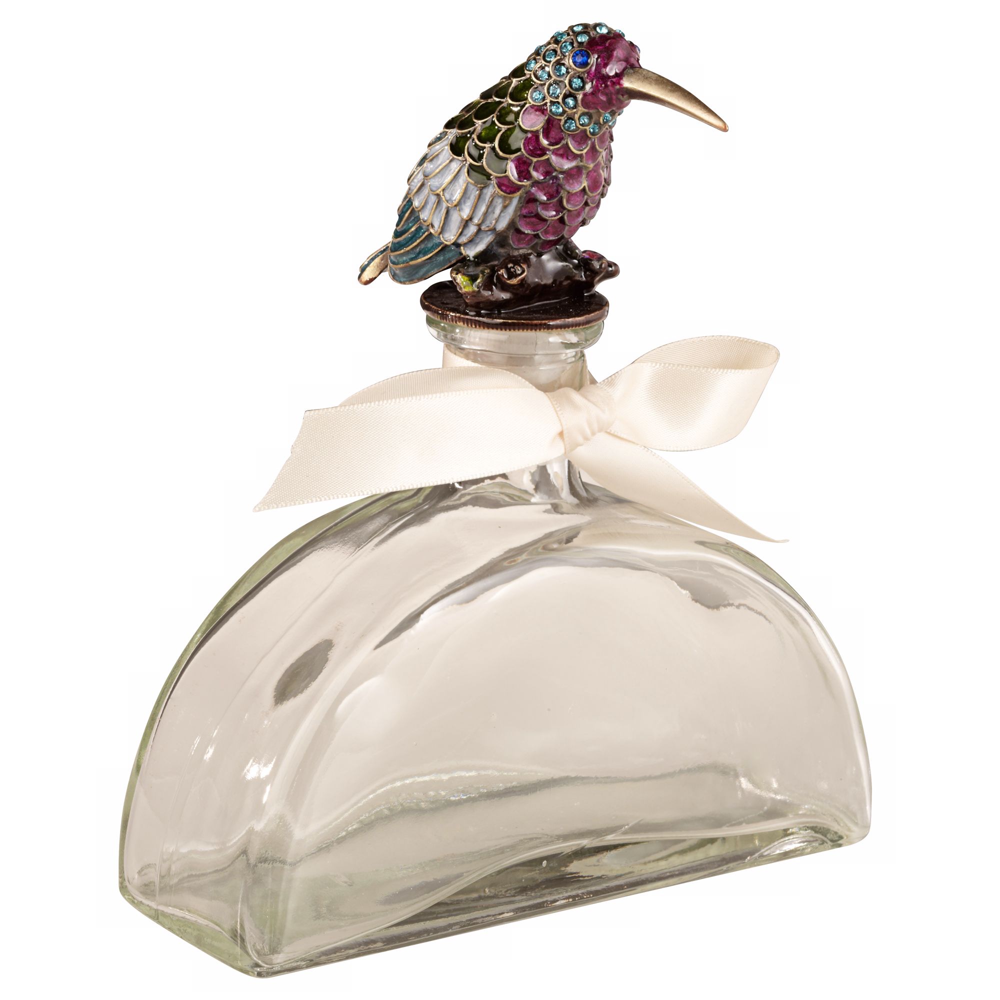 Painted Hummingbird Decorative Glass Bottle