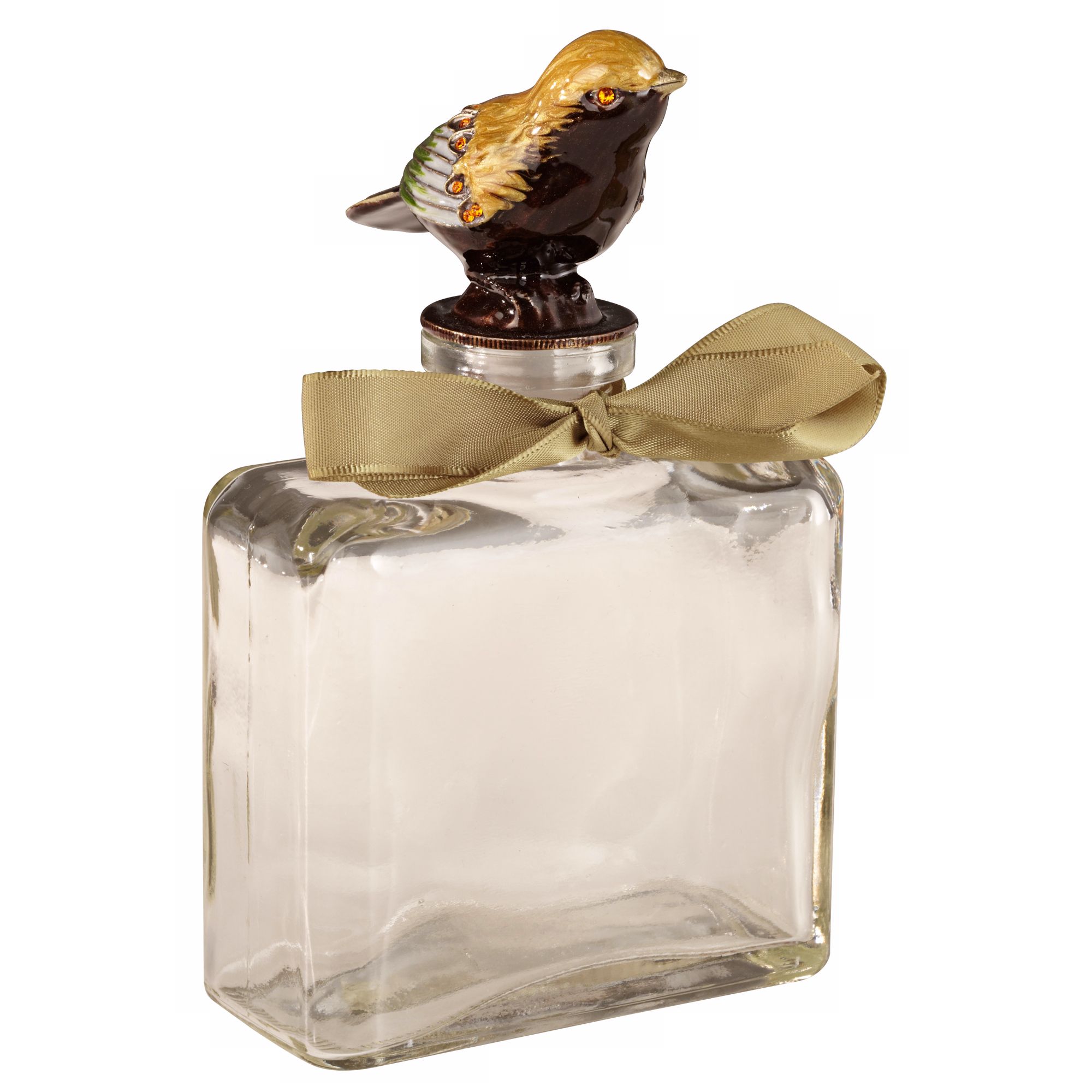 Jeweled Bird Decorative Glass Bottle