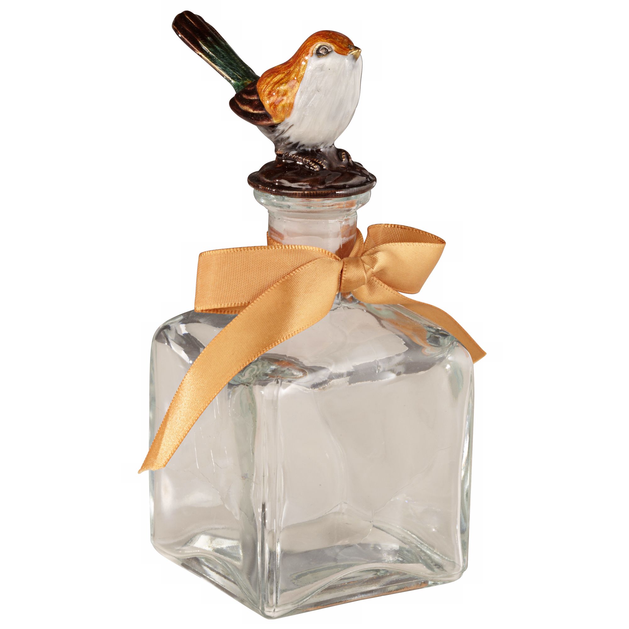 Multi-Colored Jeweled Bird Decorative Glass Bottle