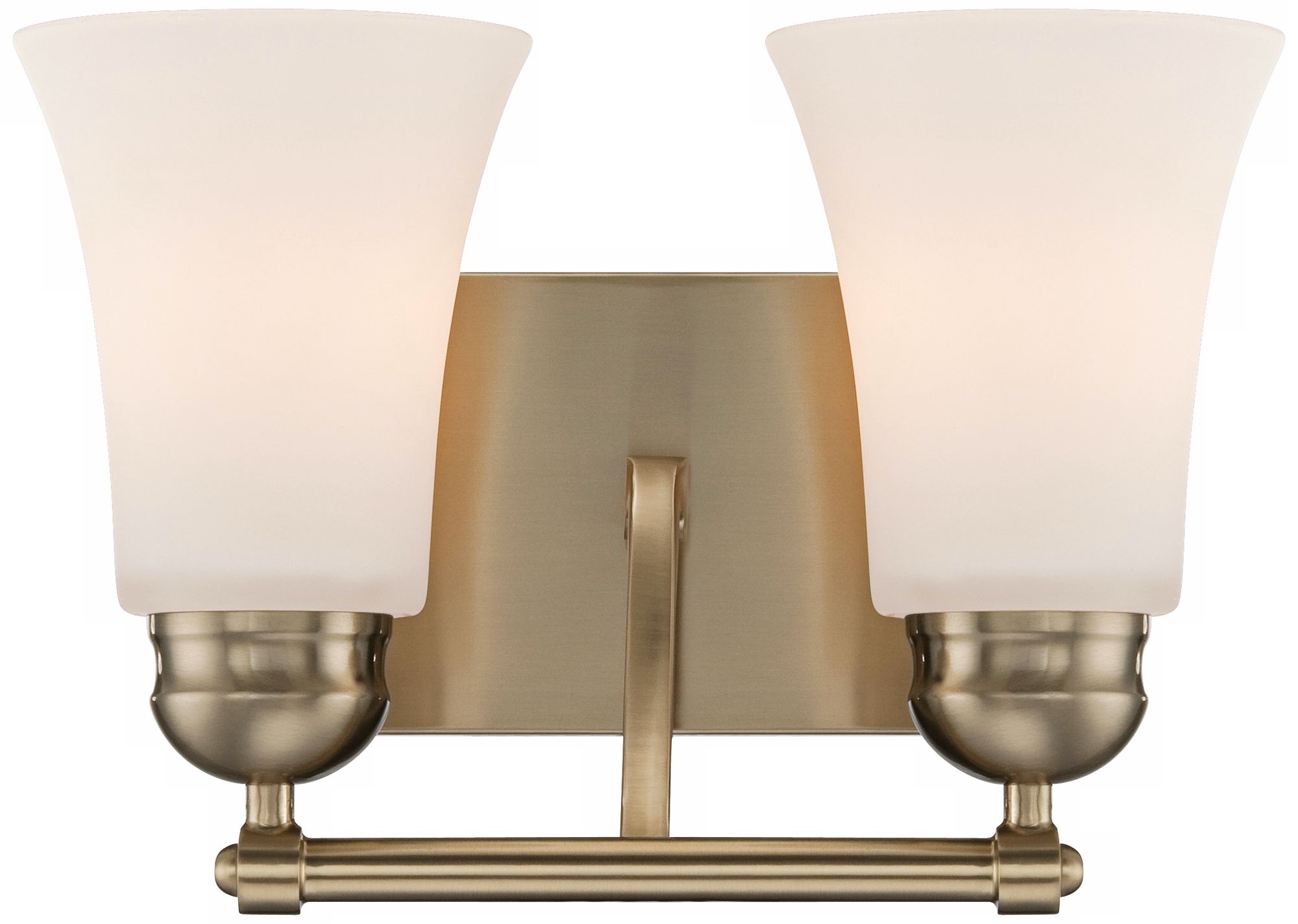 White Glass 12" Wide Brushed Brass Bathroom Light Fixture