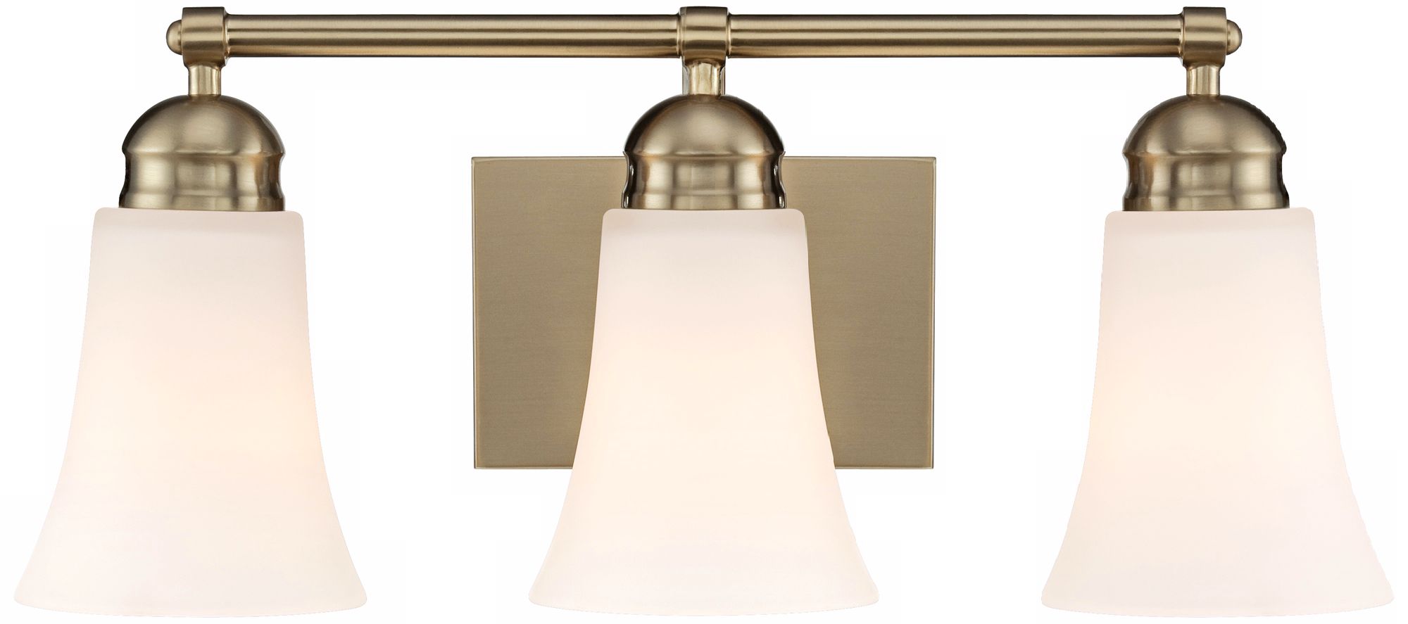 White Glass 19" Wide Brushed Brass Bathroom Light Fixture