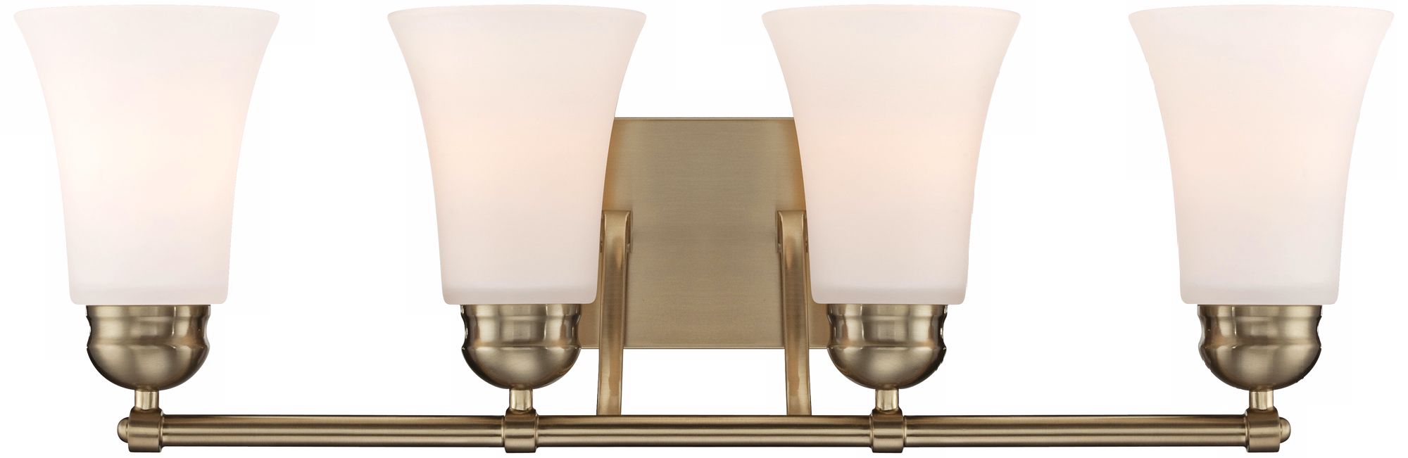 White Glass 26" Wide Brushed Brass Bathroom Light Fixture