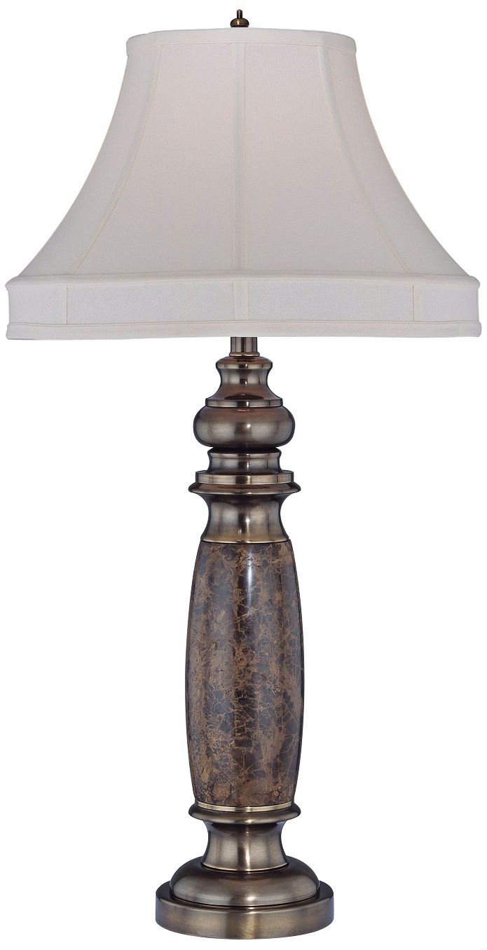 Holbrook Marble with Off-White Shade Lite Source Table Lamp