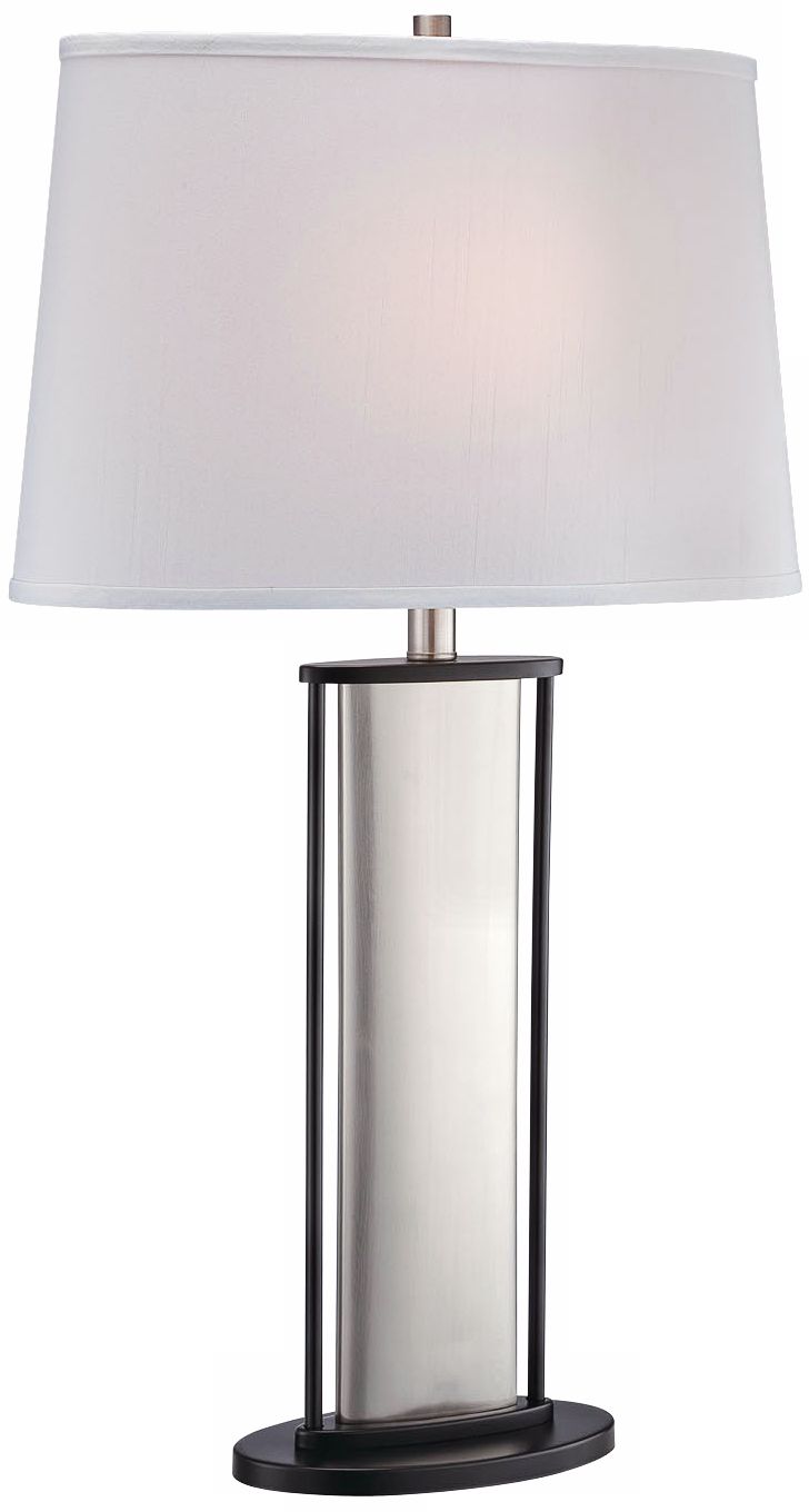 Colton Polished Steel and White Shade Table Lamp