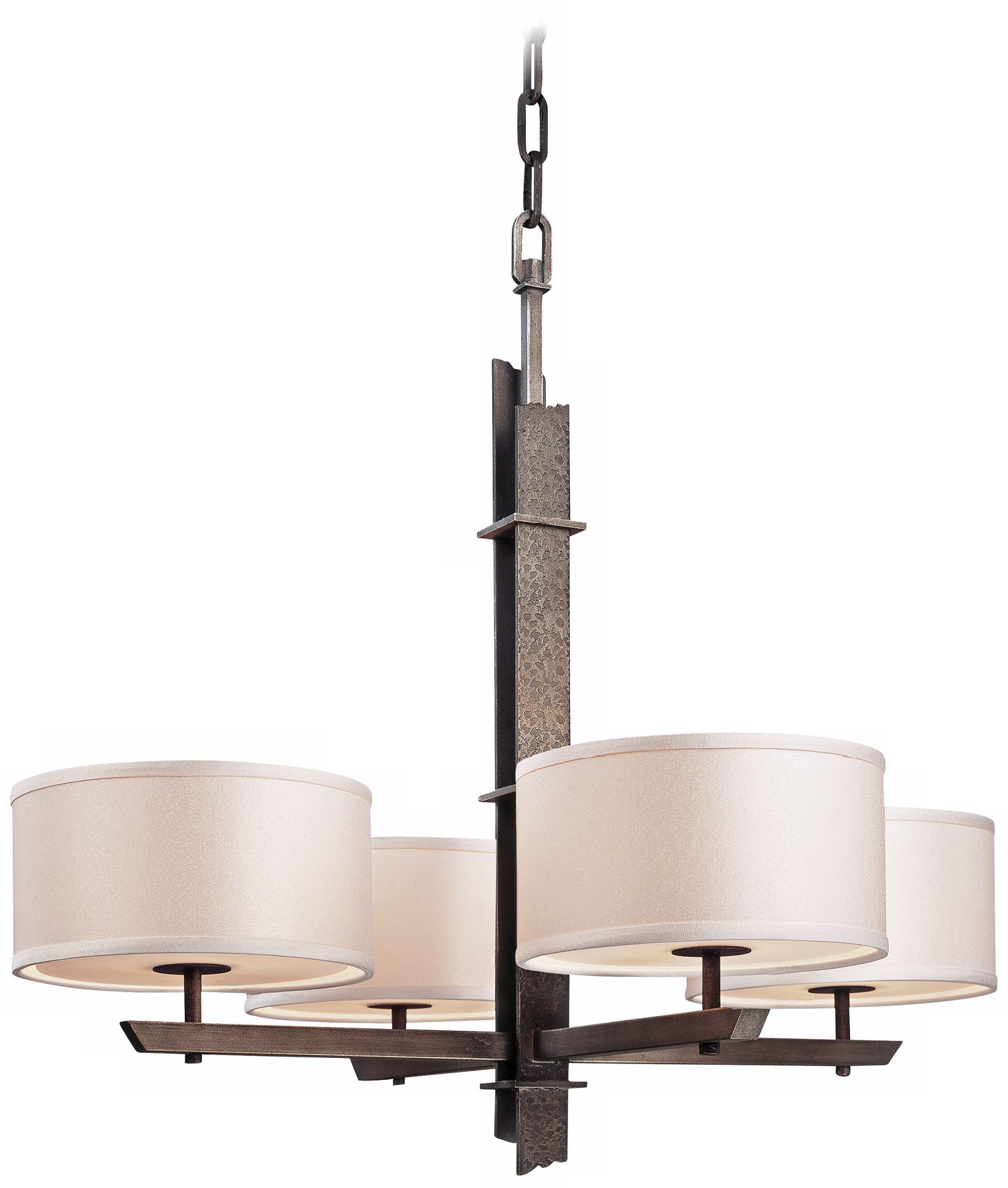 Sapporo Silver Shade 4-Light Wrought Iron Chandelier