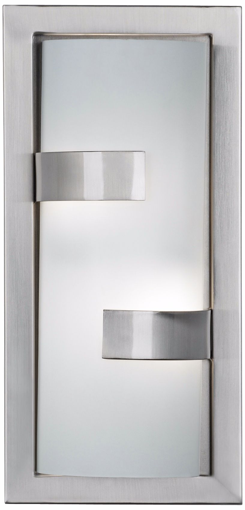 Contemporary 16" High  Nickel and White Glass Wall Sconce