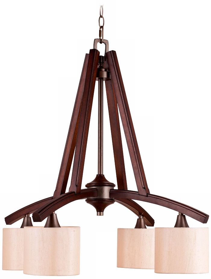Geller 4-Light 27 1/4" Wide Mahogany Wood Chandelier Light