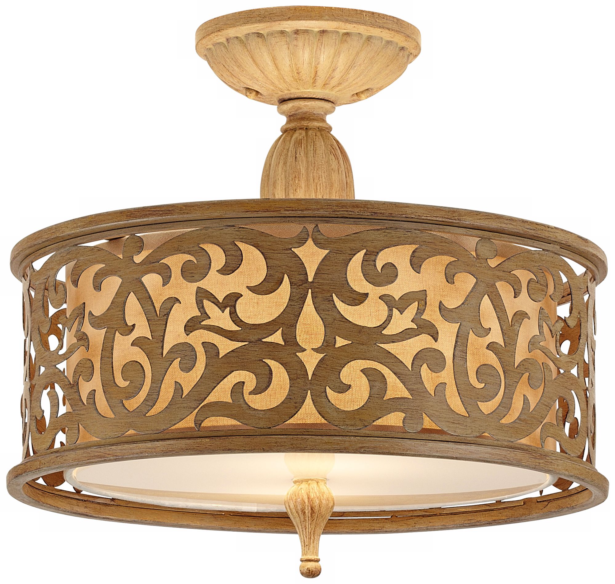 Carabel Brushed Champagne 14 3/4" Semi-Flush Ceiling Light