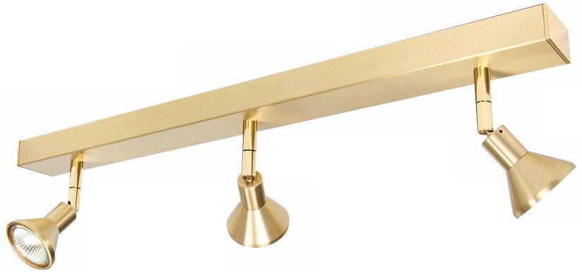 Lichtstar Brushed Brass 3-Spotlight Bar Ceiling Fixture