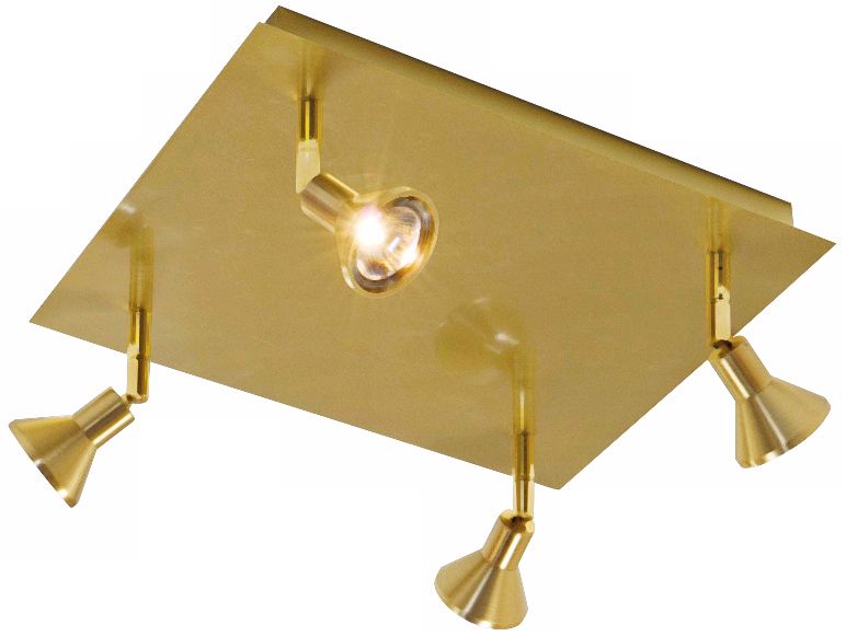Lichtstar Brushed Brass 4-Spotlight Square Ceiling Fixture
