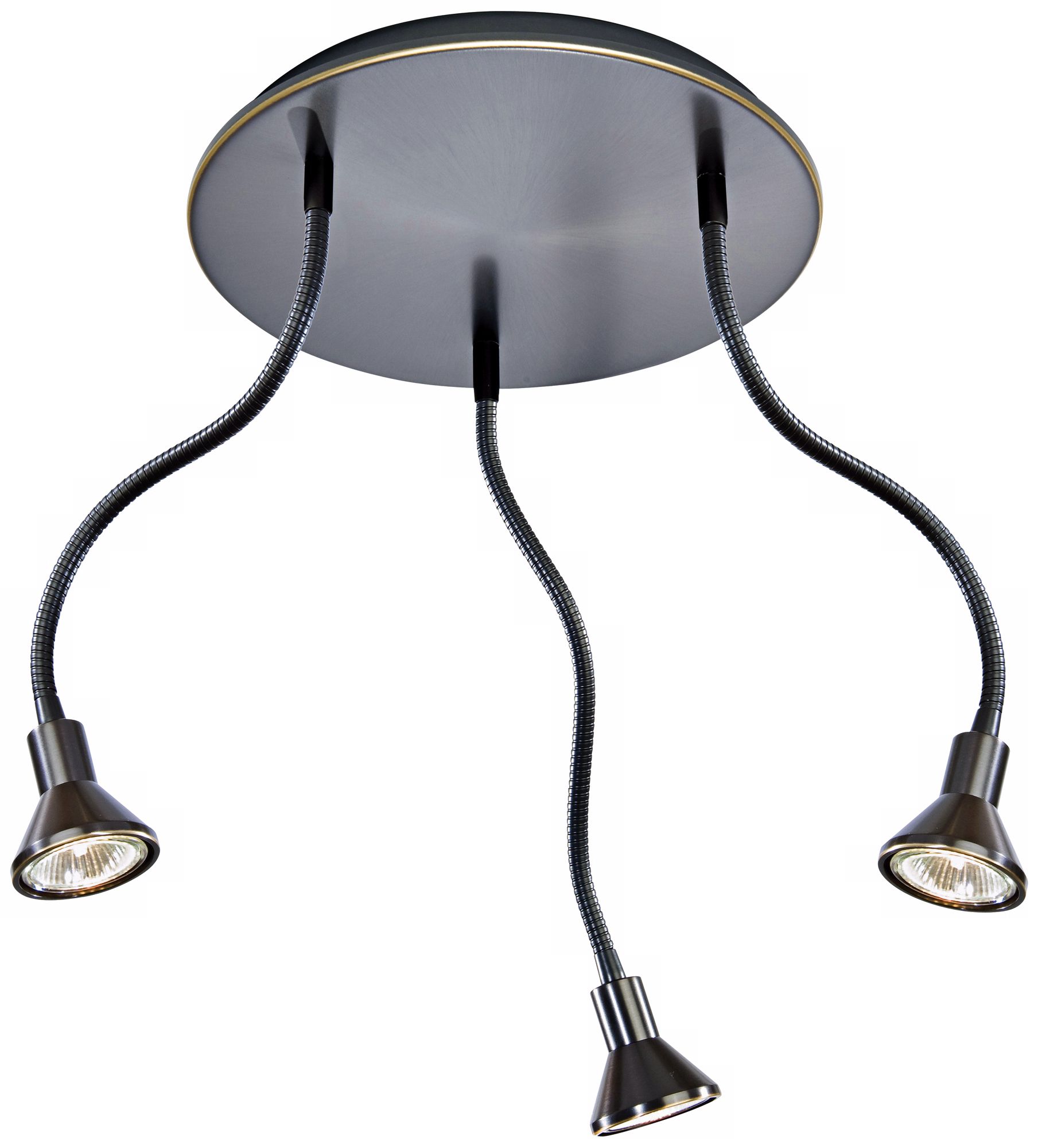 Lichtstar Old Bronze Triple Gooseneck Spotlight Ceiling Fixture