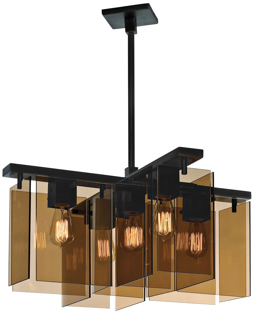 Sonnemann Bronze Age 5-Light Glass Pendant Light