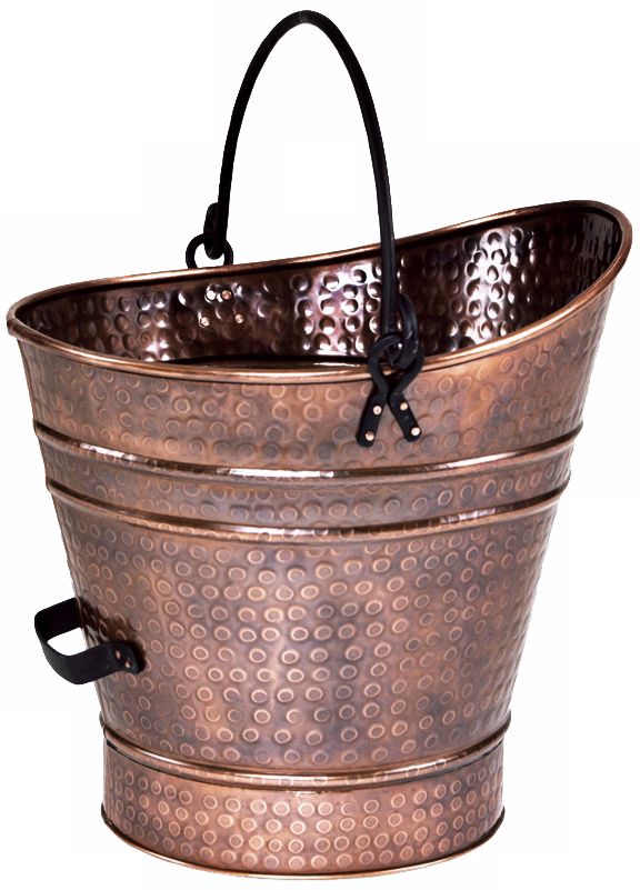 Antique Copper 14" High Iron Coal Hod or Pellet Bucket