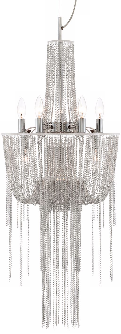 Sweeping Chain 9+1-Light Silver Chandelier