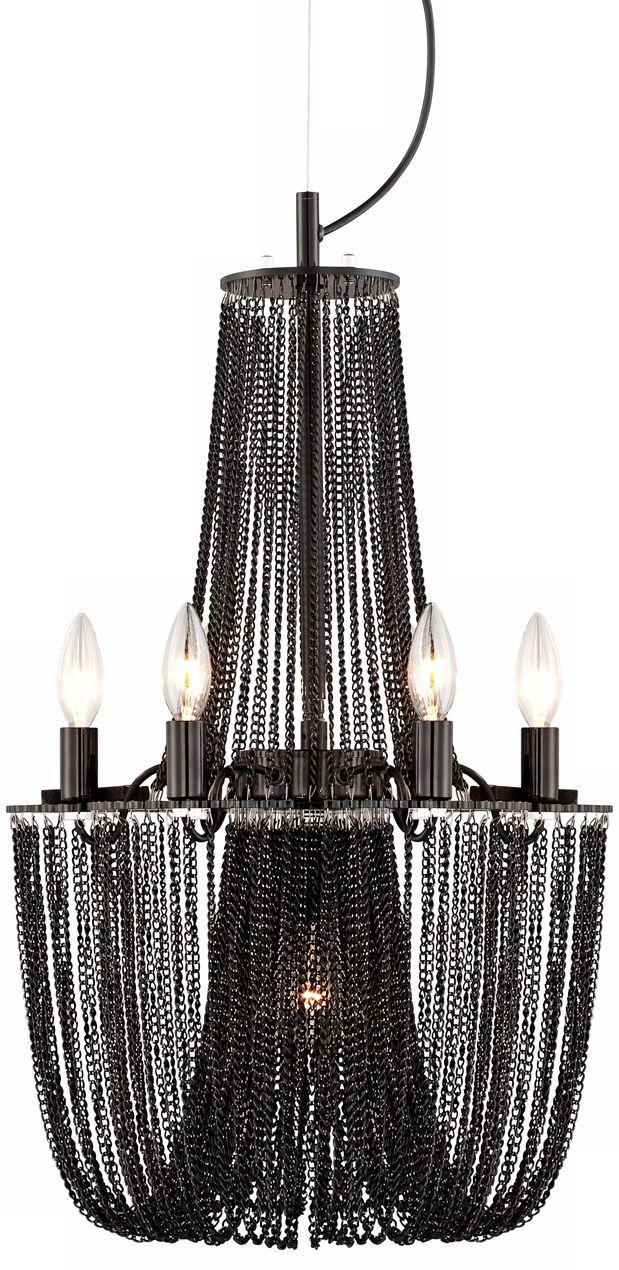 Sweeping Chain 6-Light Black Chandelier