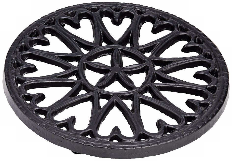 Sunburst Black Round Cast Iron Trivet