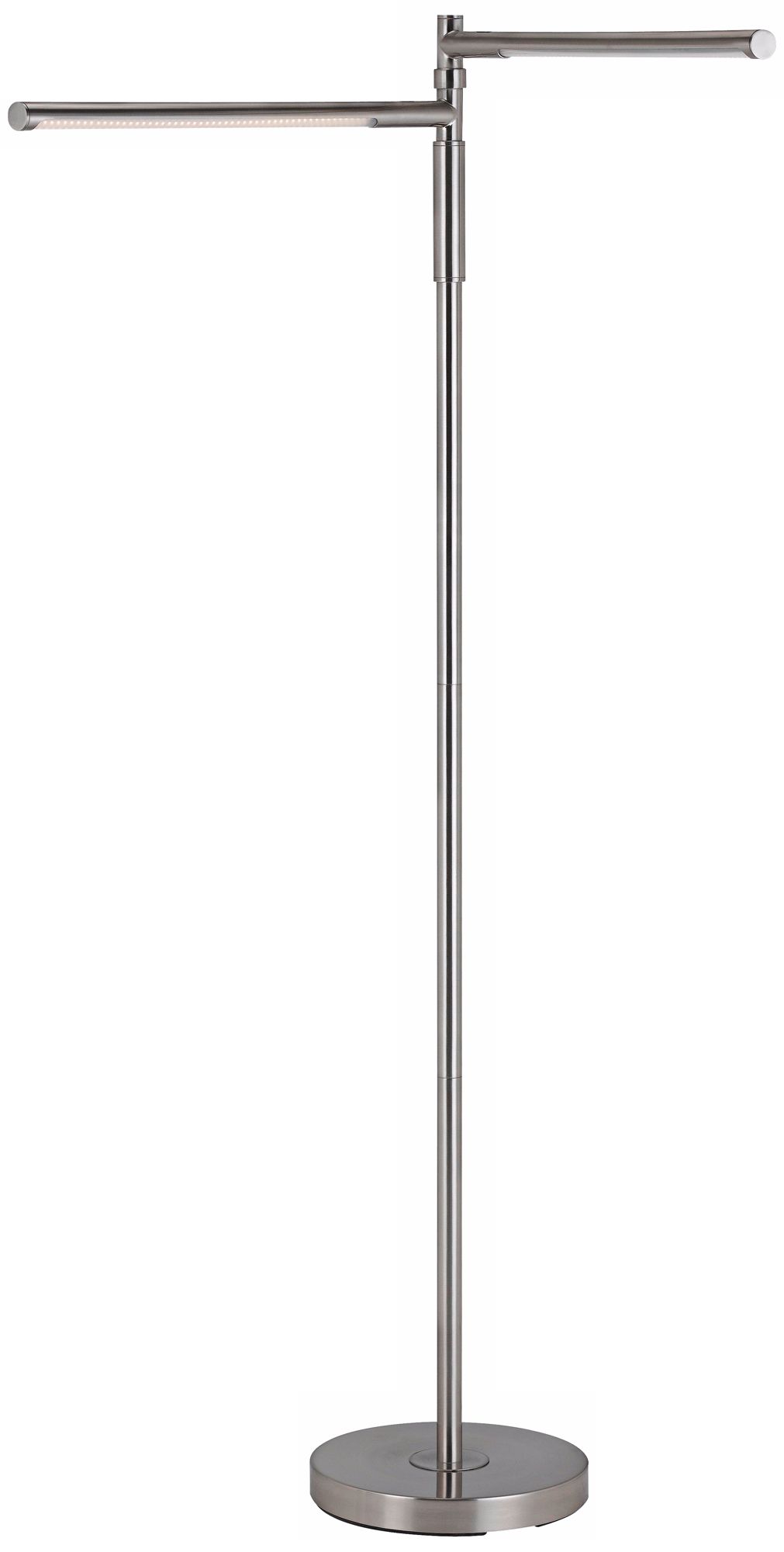 Double Stanchion Brushed Steel LED Floor Lamp