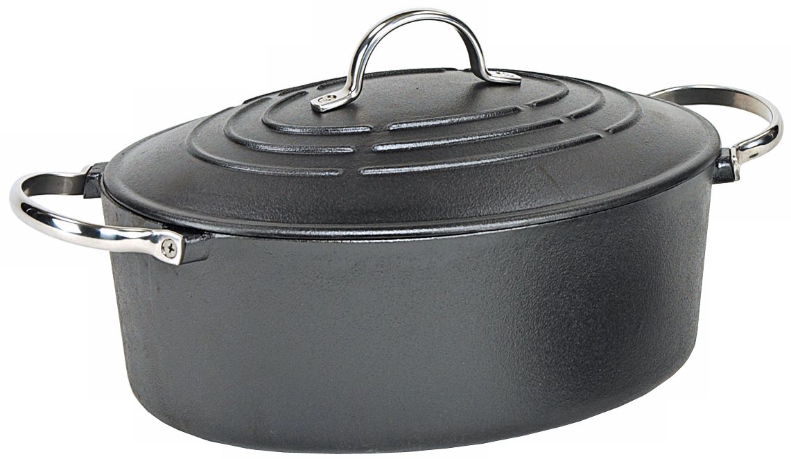 Matte Black Oval Enameled Cast Iron Dutch Oven U9170